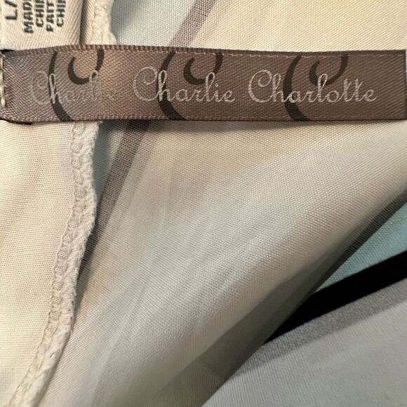 Charlie Charlie Charlotte Striped Single Shoulder Blouse White Blue Large - Picture 5 of 7